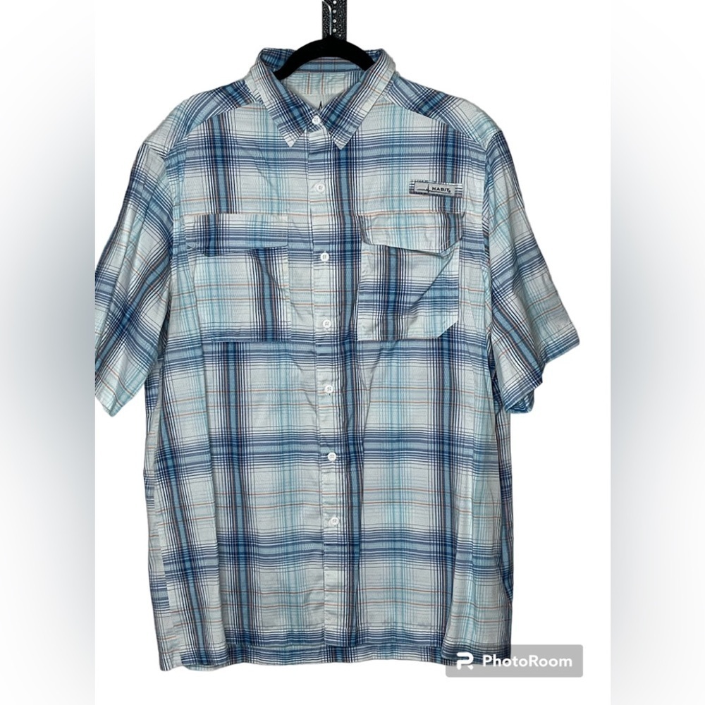 Habit Striped Button Down 30t Solar Factor Shirt Sz Large